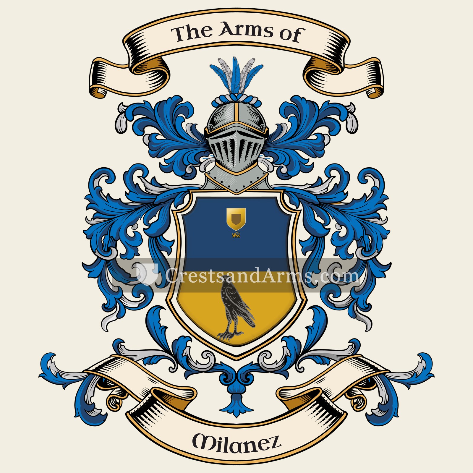 The Milanez coat of arms, drawn from the recorded blazon