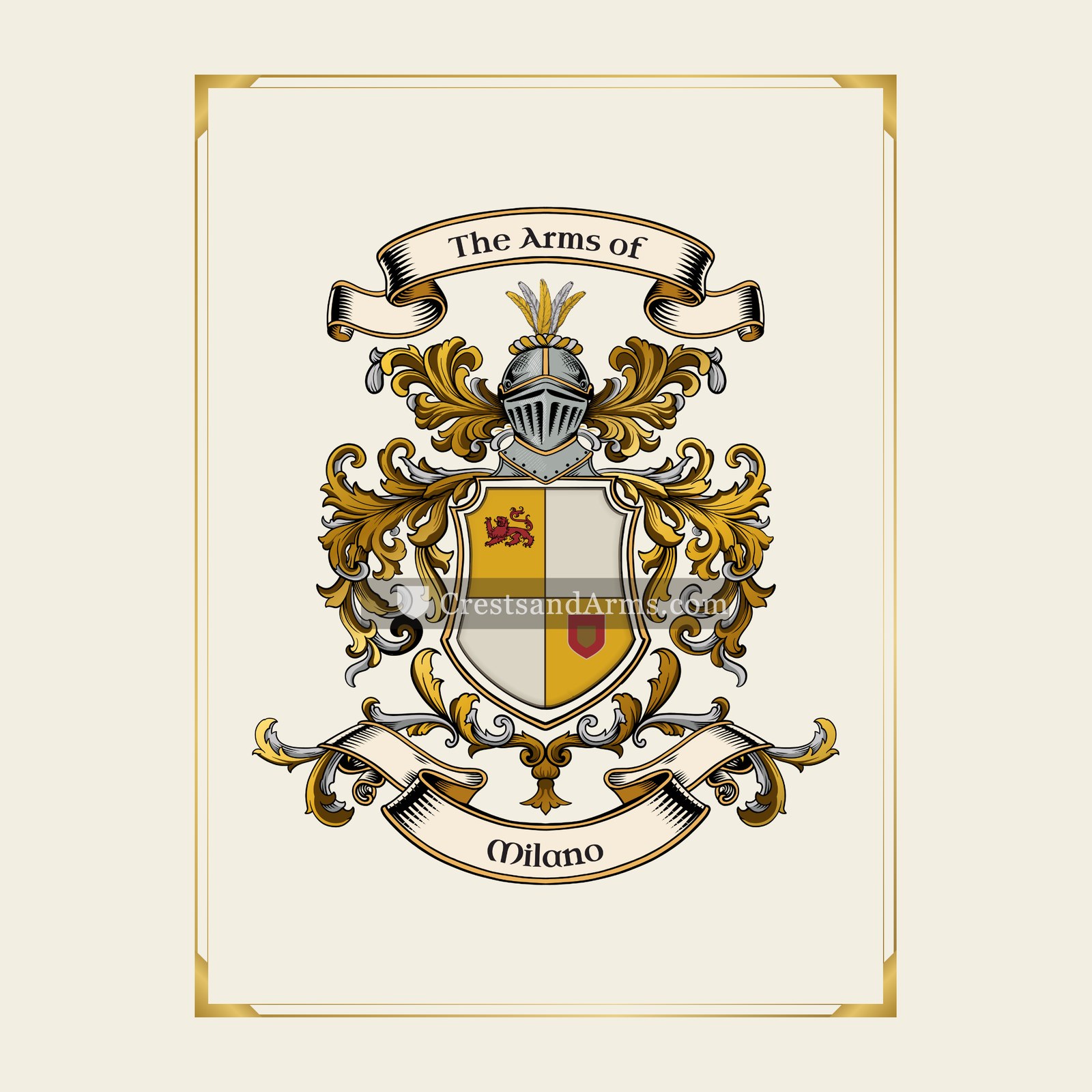 With gold border