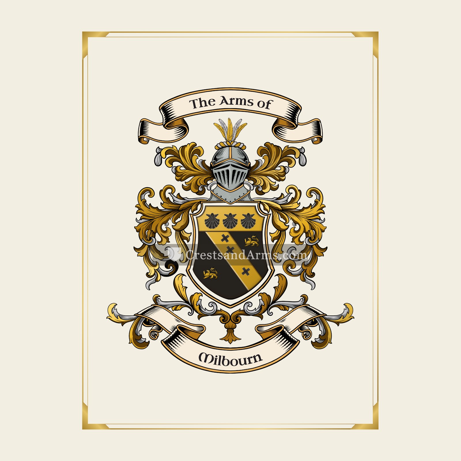 With gold border