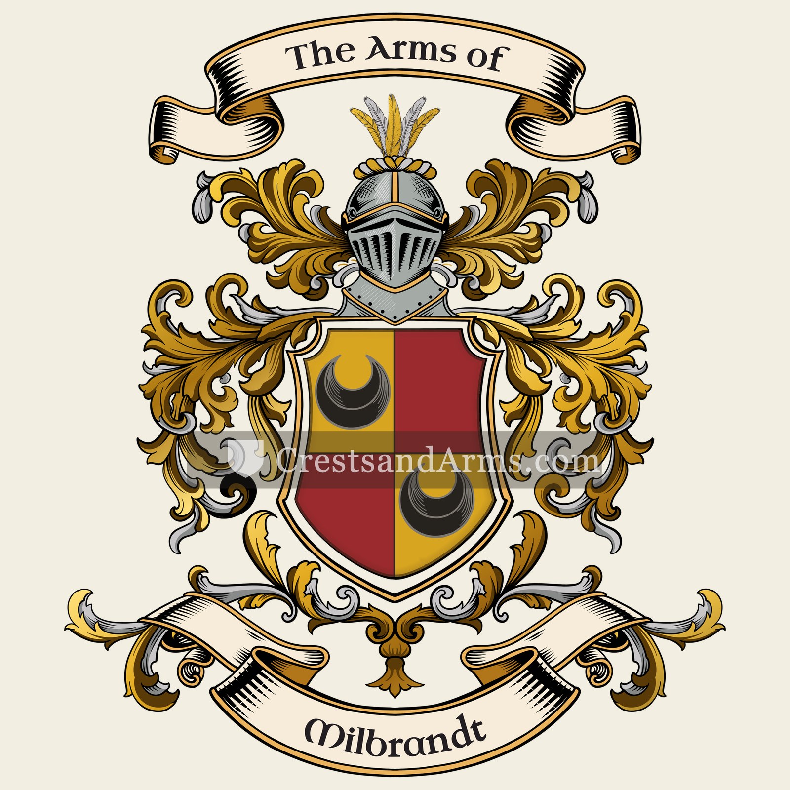 The Milbrandt coat of arms, drawn from the recorded blazon