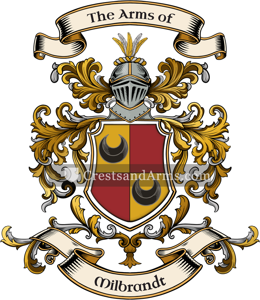 The Milbrandt coat of arms, drawn from the recorded blazon