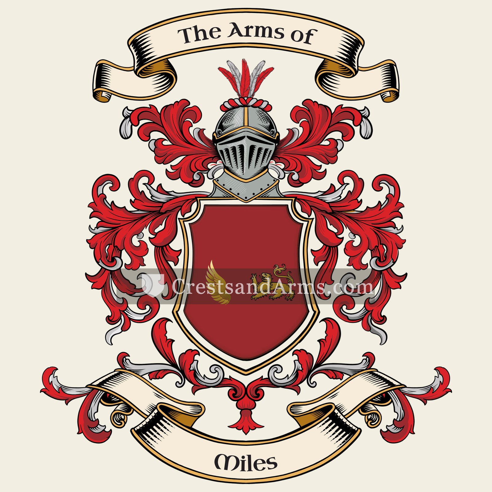 The Miles coat of arms, drawn from the recorded blazon