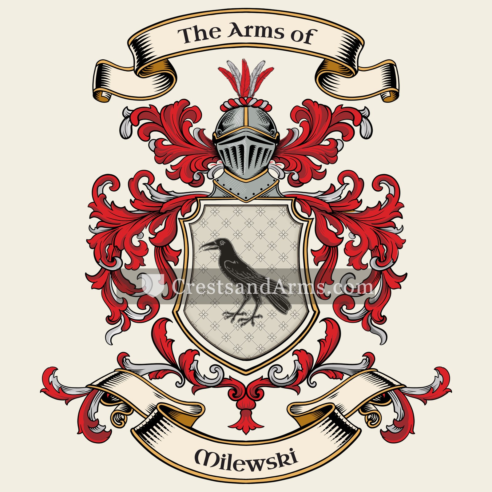 The Milewski coat of arms, drawn from the recorded blazon