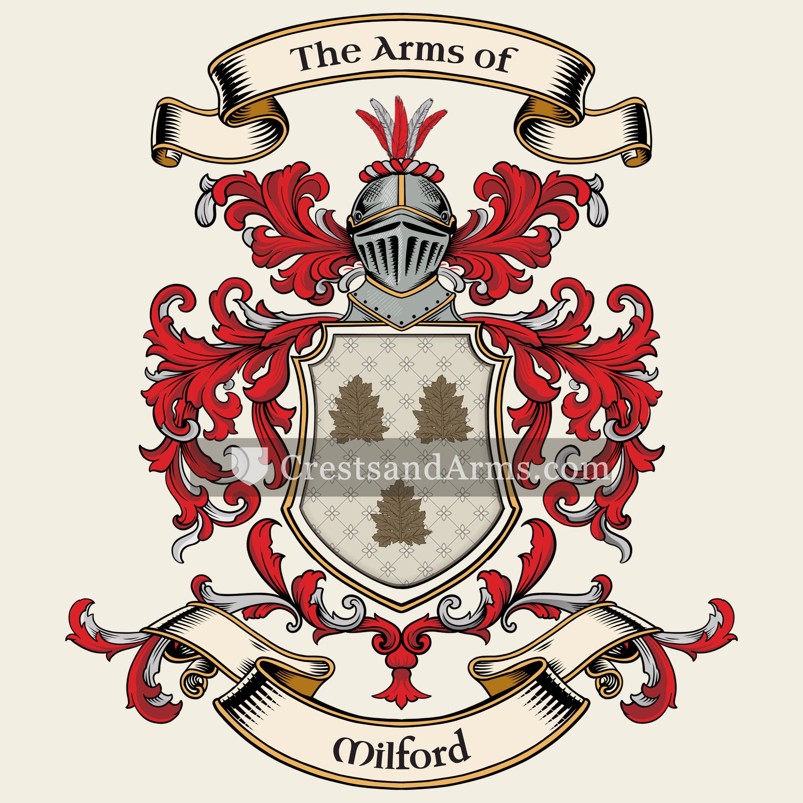 The Milford coat of arms, drawn from the recorded blazon