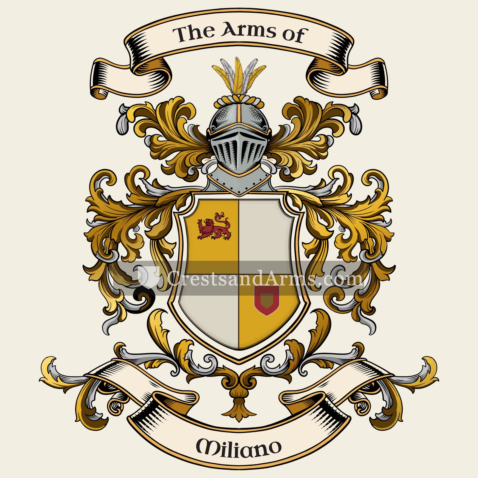 The Miliano coat of arms, drawn from the recorded blazon