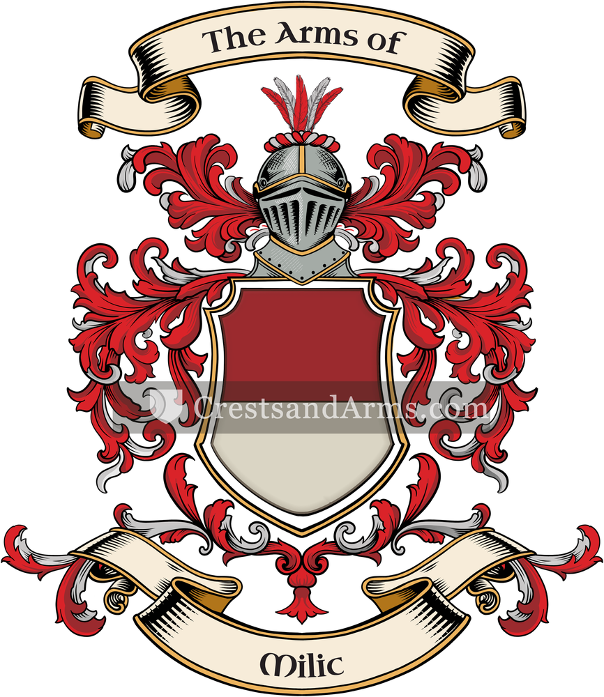 The Milic coat of arms, drawn from the recorded blazon