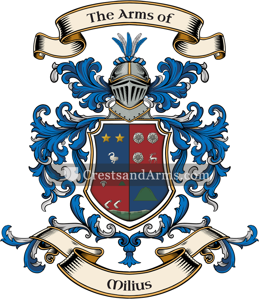 The Milius coat of arms, drawn from the recorded blazon