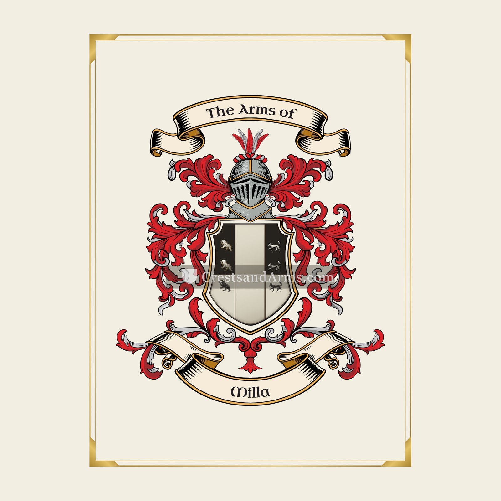 With gold border