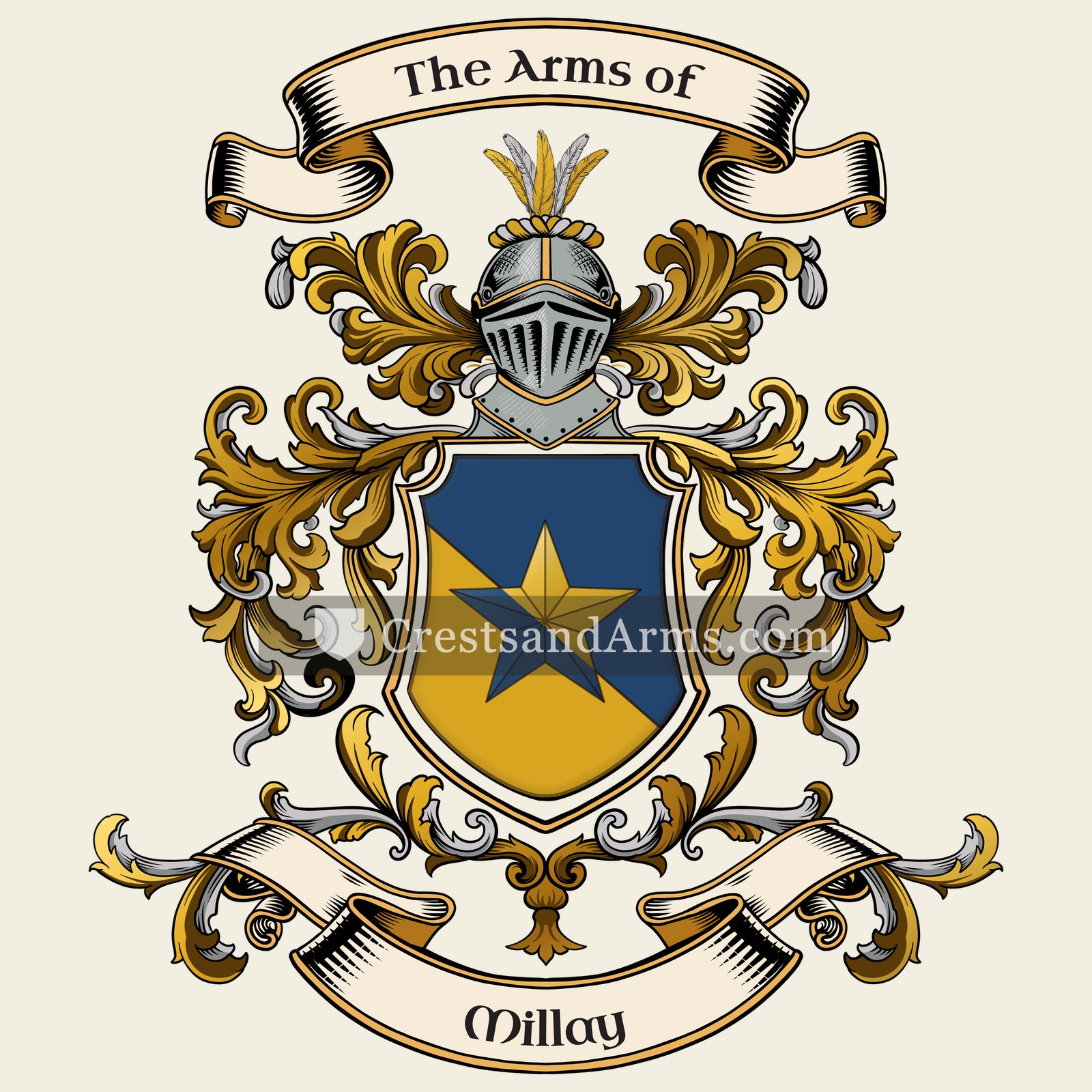 The Millay coat of arms, drawn from the recorded blazon
