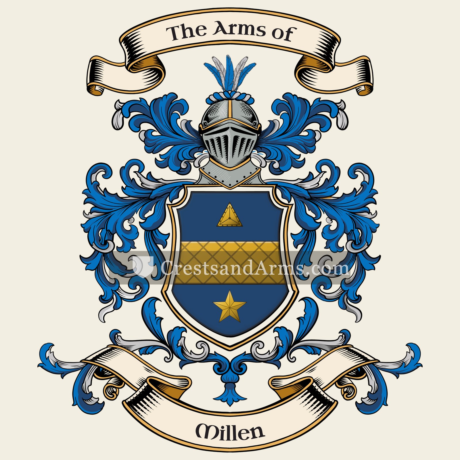 The Millen coat of arms, drawn from the recorded blazon
