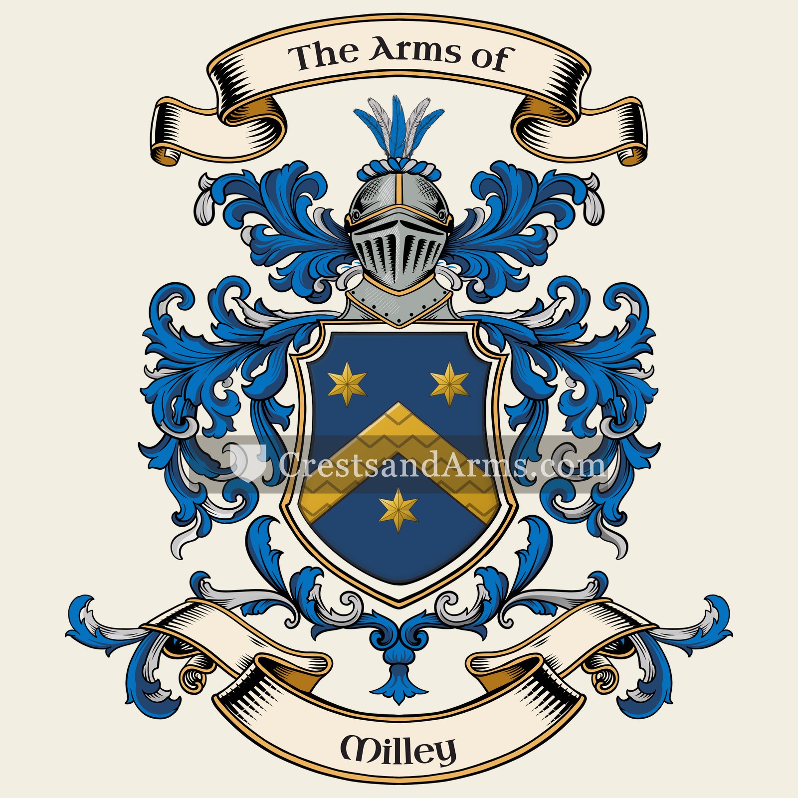 The Milley coat of arms, drawn from the recorded blazon