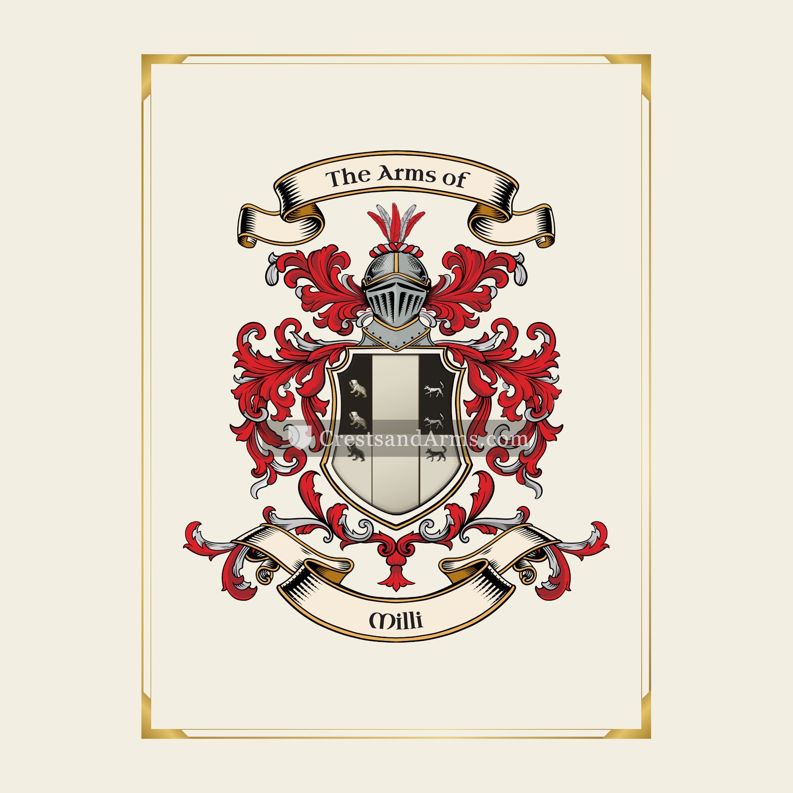 With gold border