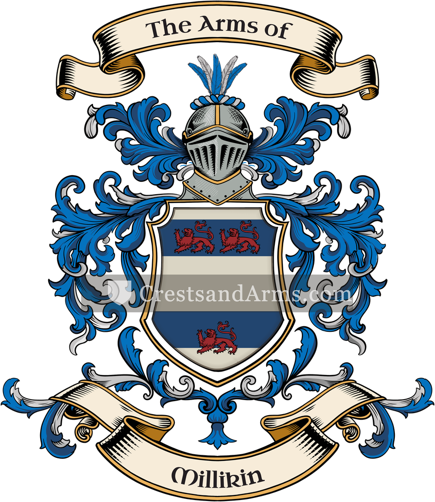 The Millikin coat of arms, drawn from the recorded blazon