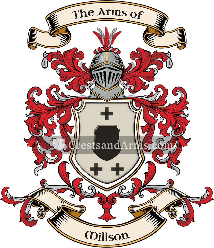 The Millson coat of arms, drawn from the recorded blazon