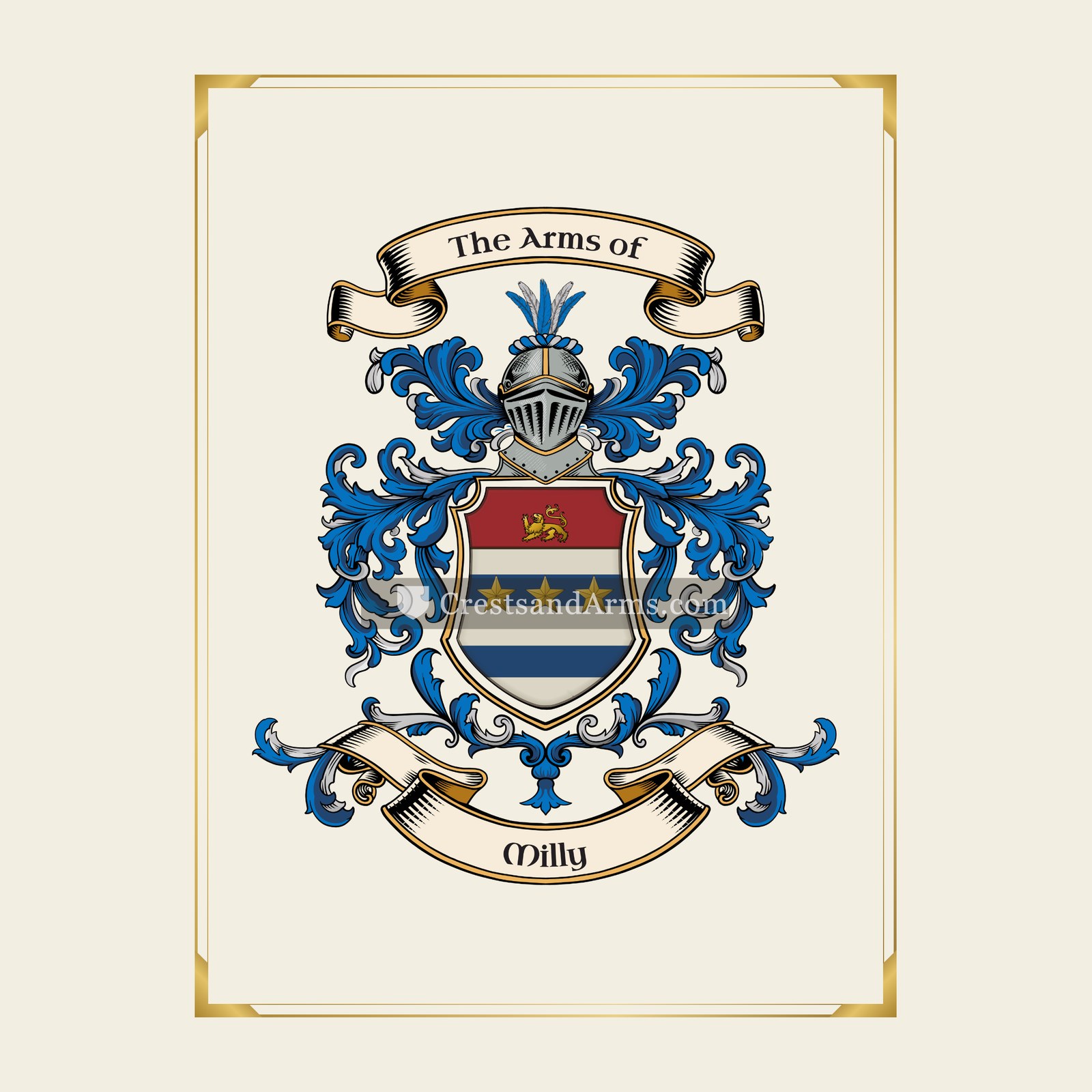 With gold border