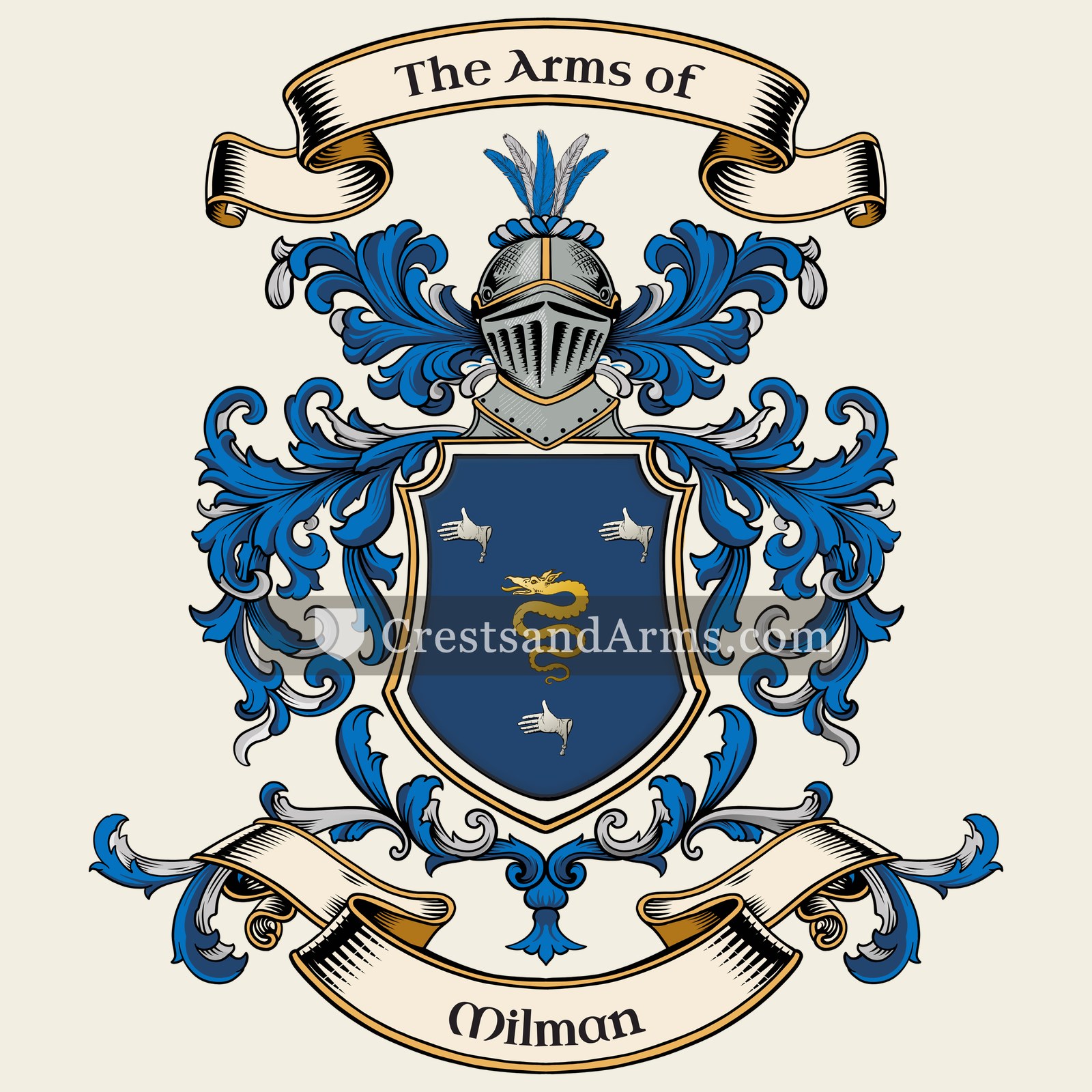 The Milman coat of arms, drawn from the recorded blazon