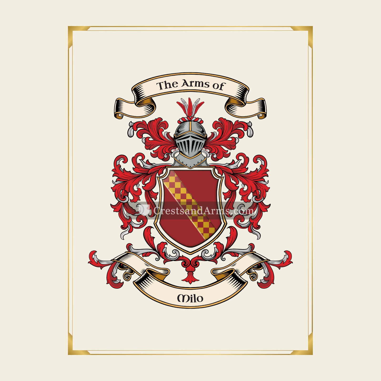 With gold border