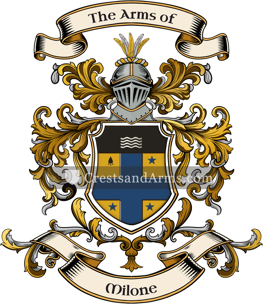 The Milone coat of arms, drawn from the recorded blazon