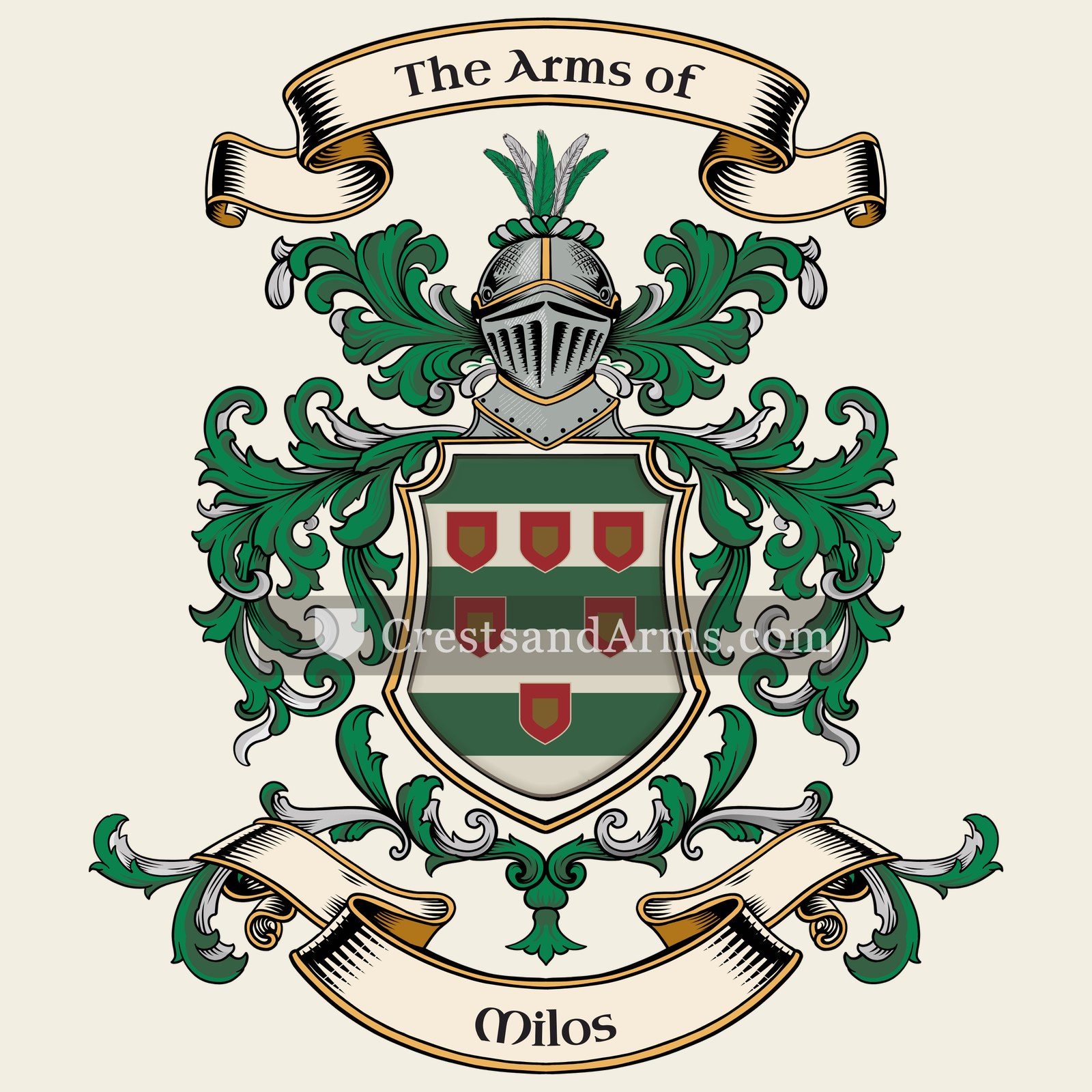 The Milos coat of arms, drawn from the recorded blazon