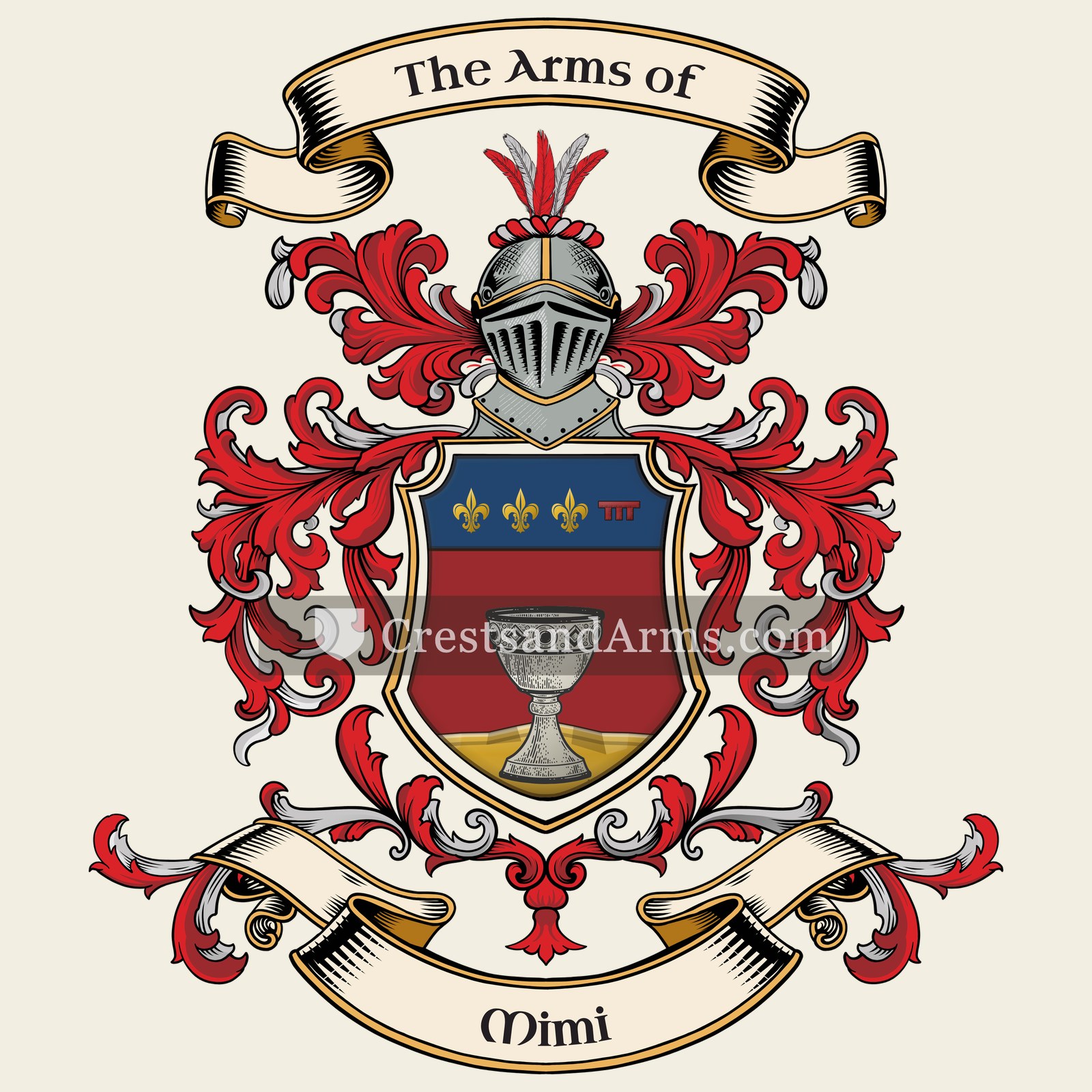 The Mimi coat of arms, drawn from the recorded blazon