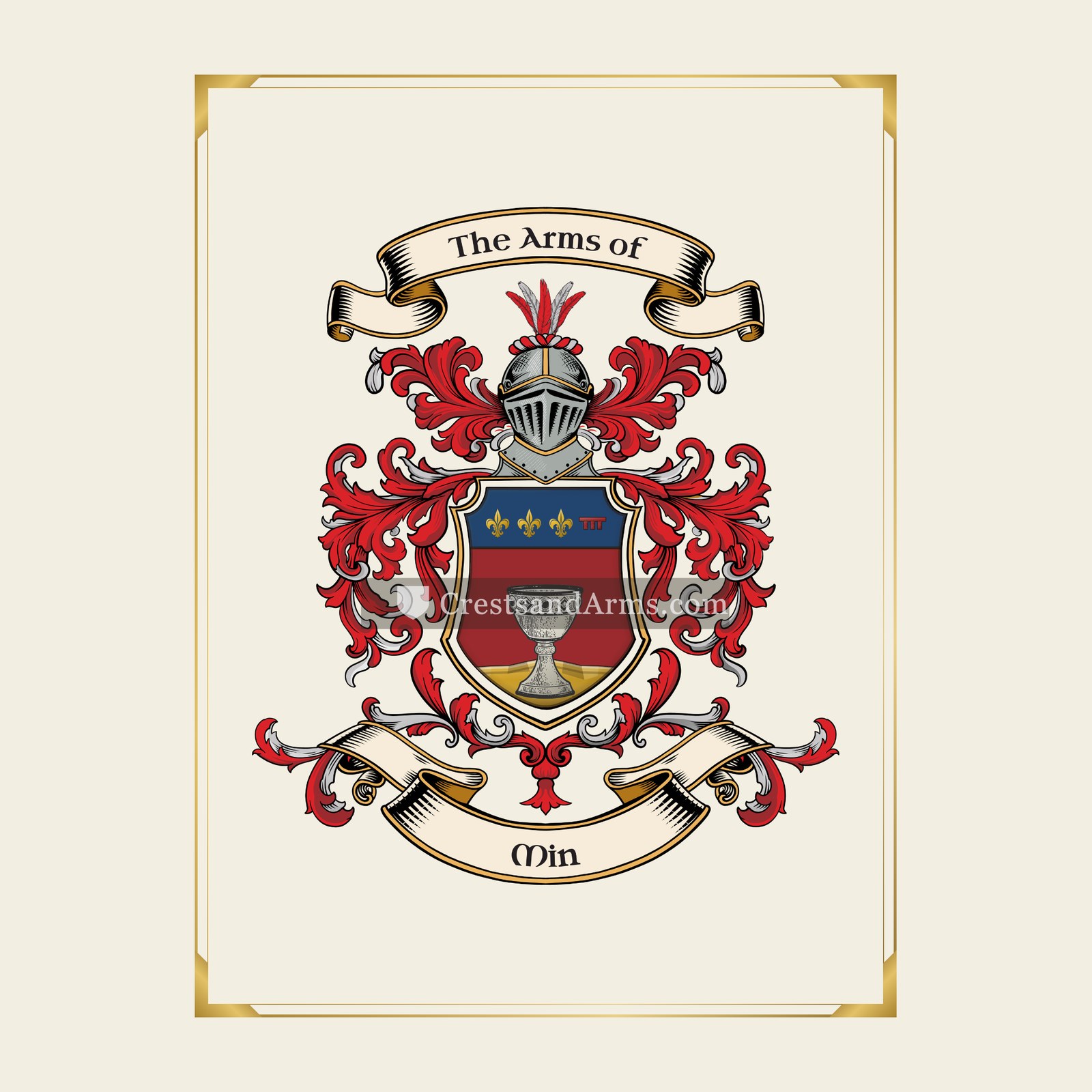 With gold border
