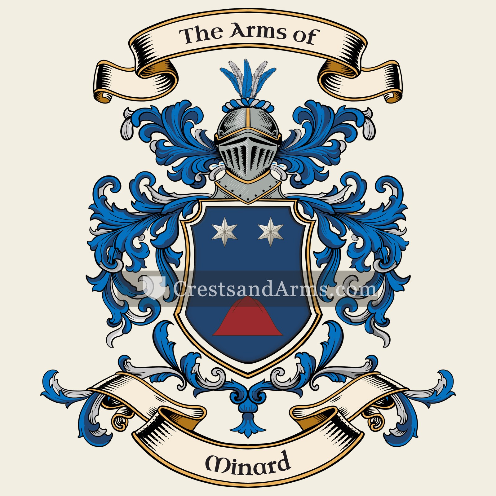 The Minard coat of arms, drawn from the recorded blazon
