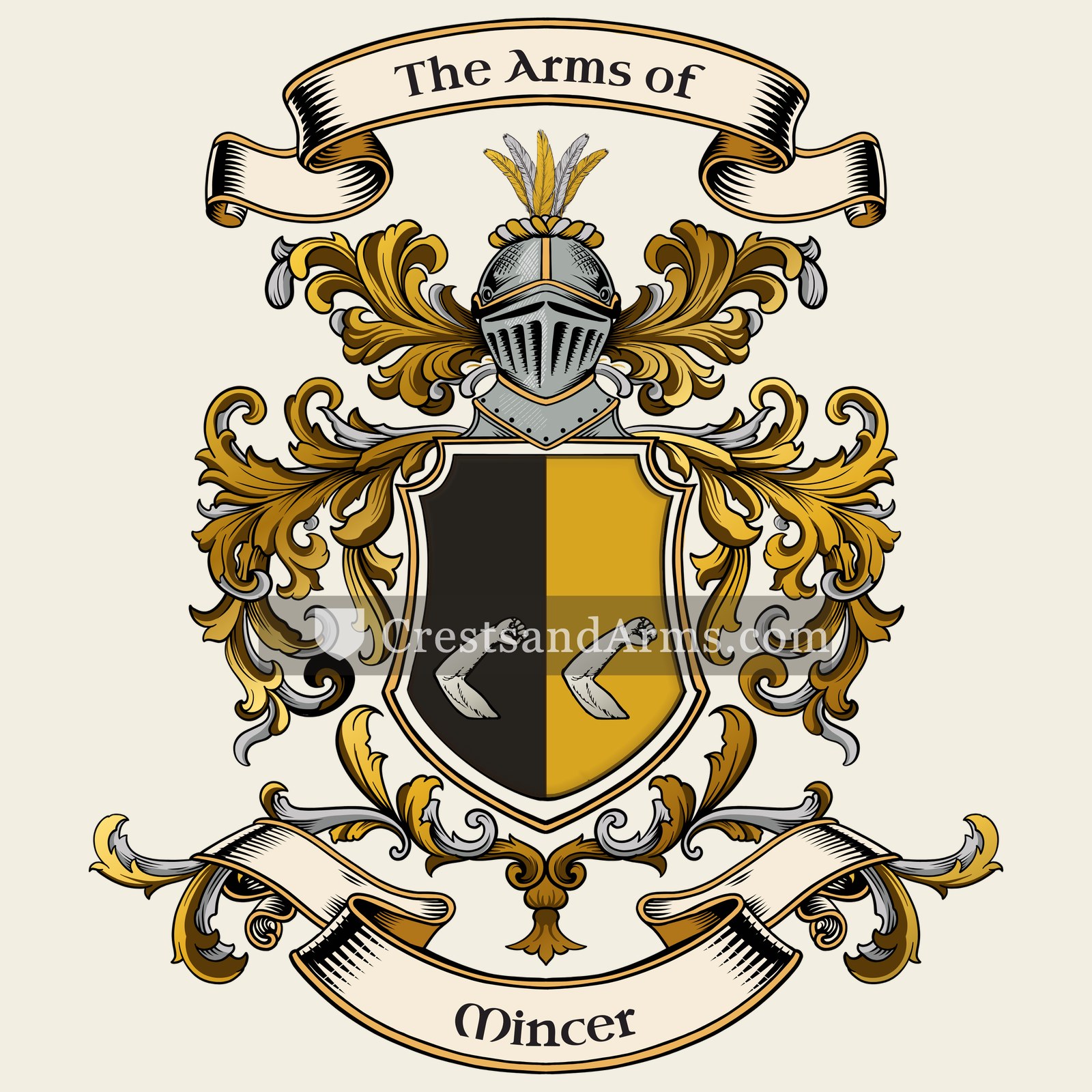 The Mincer coat of arms, drawn from the recorded blazon
