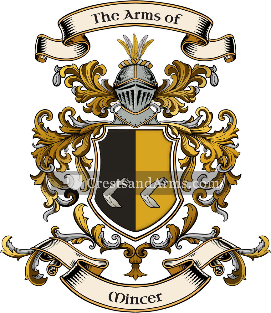 The Mincer coat of arms, drawn from the recorded blazon