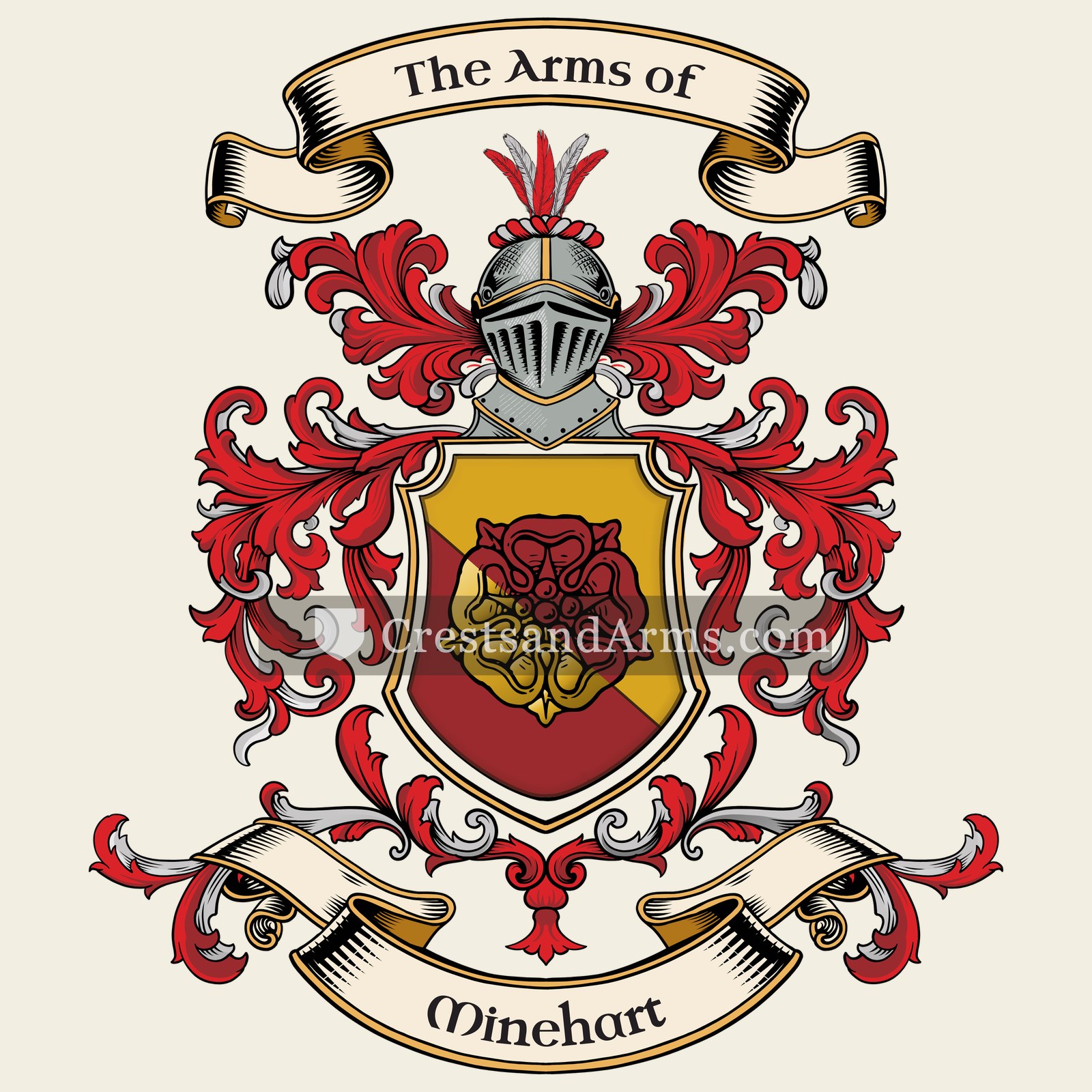 The Minehart coat of arms, drawn from the recorded blazon