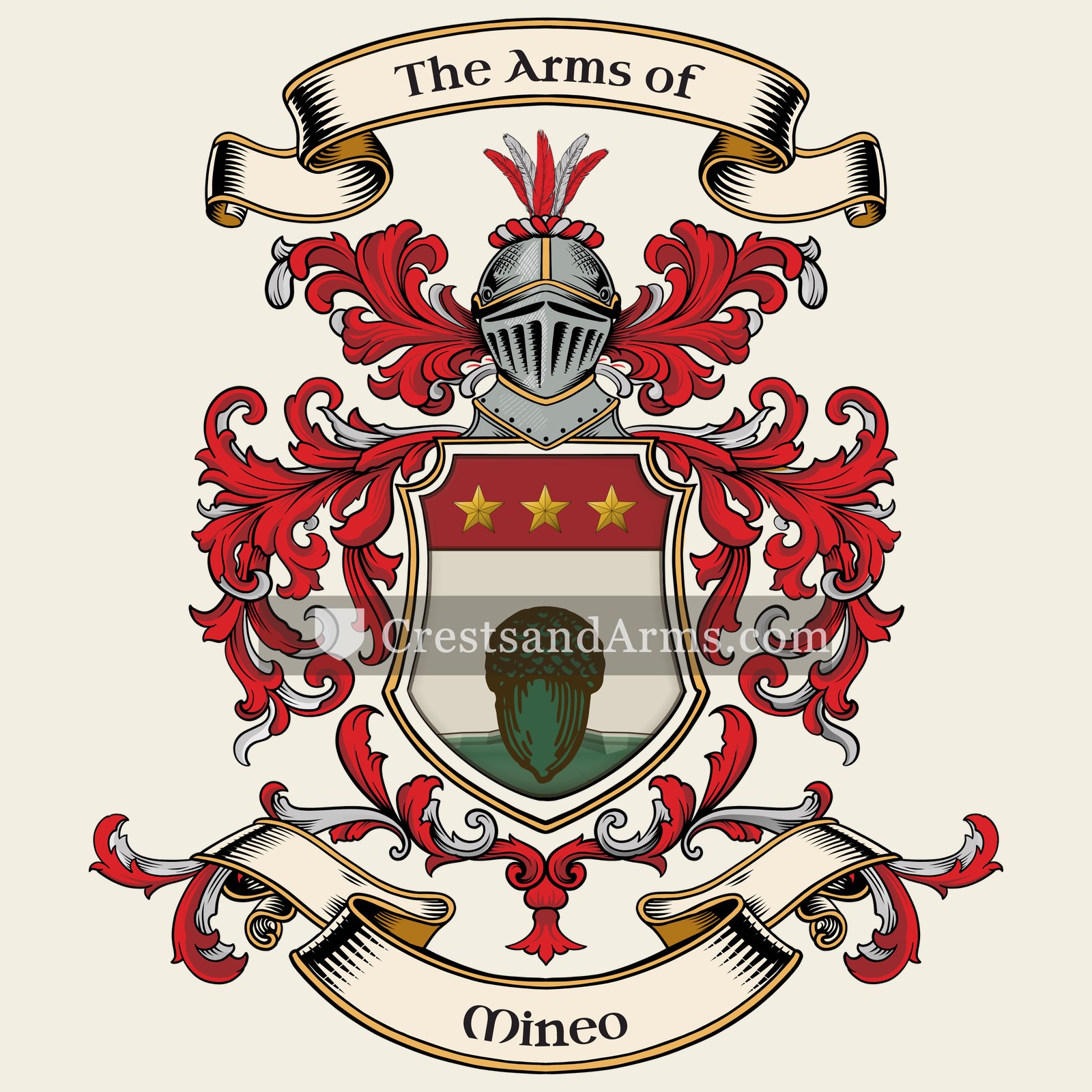 The Mineo coat of arms, drawn from the recorded blazon