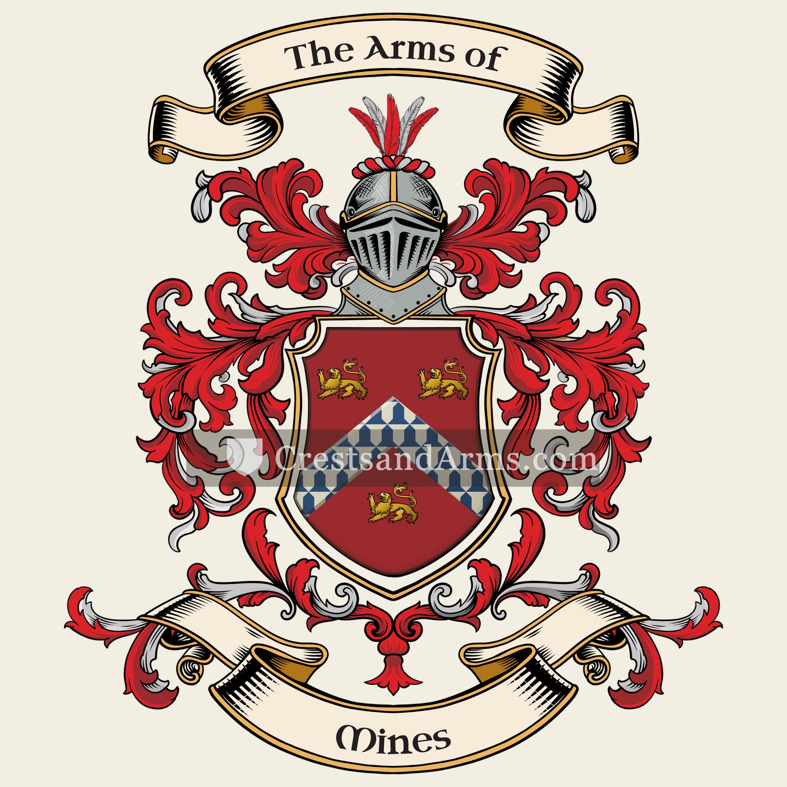 The Mines coat of arms, drawn from the recorded blazon