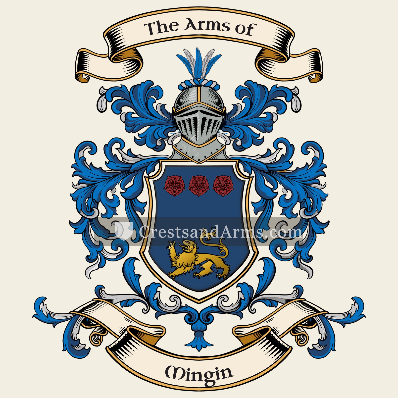 The Mingin coat of arms, drawn from the recorded blazon