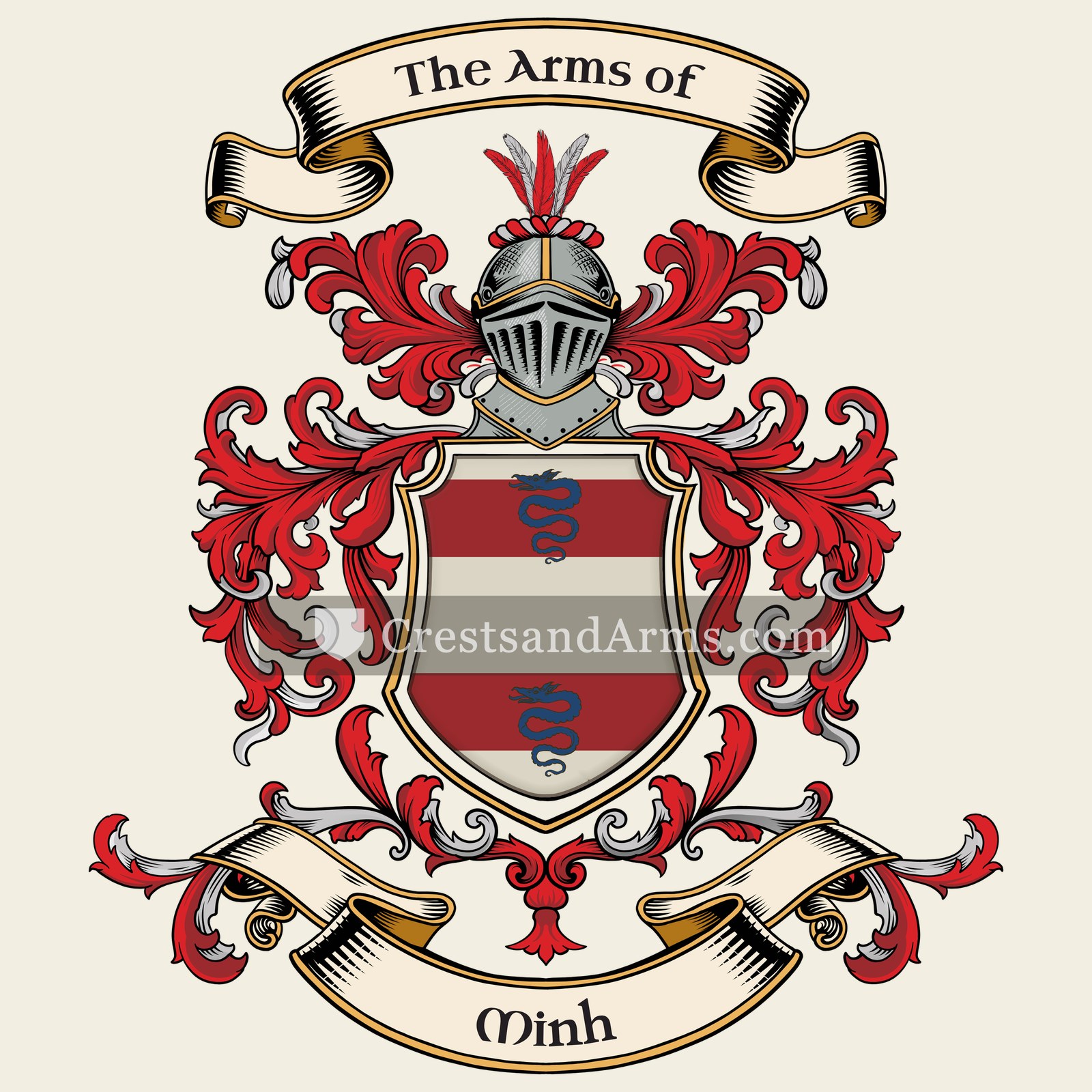 The Minh coat of arms, drawn from the recorded blazon