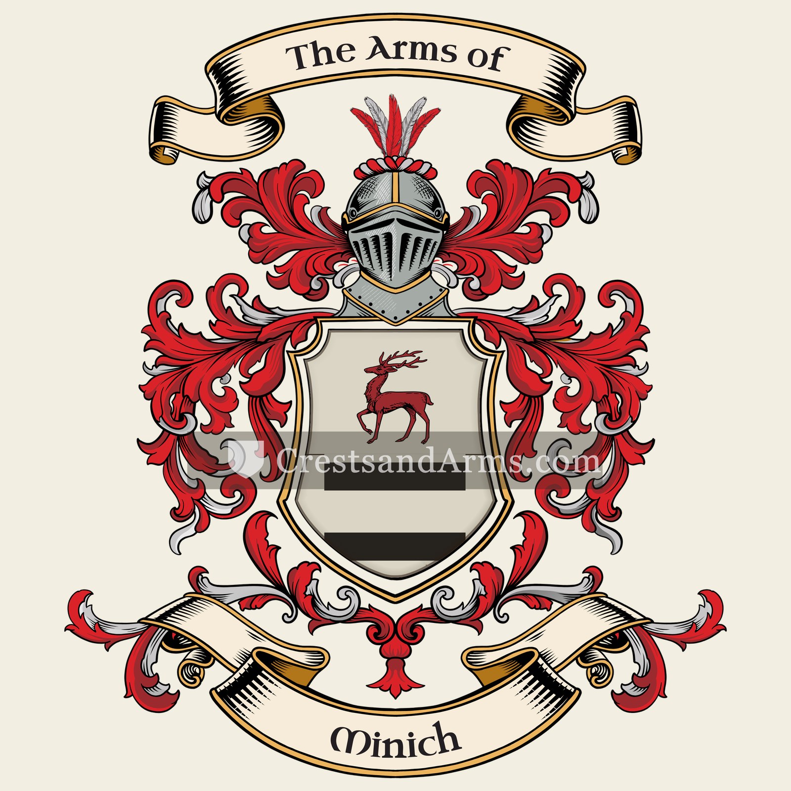 The Minich coat of arms, drawn from the recorded blazon
