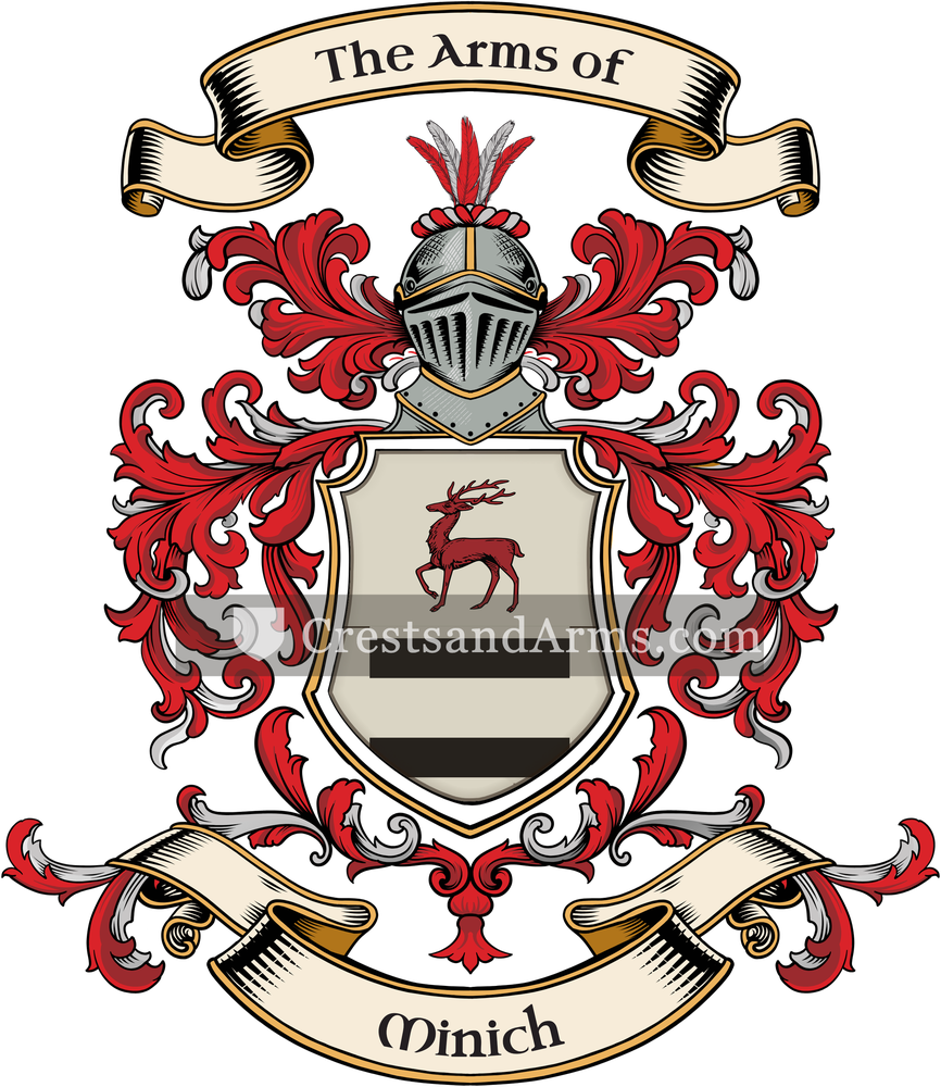 The Minich coat of arms, drawn from the recorded blazon