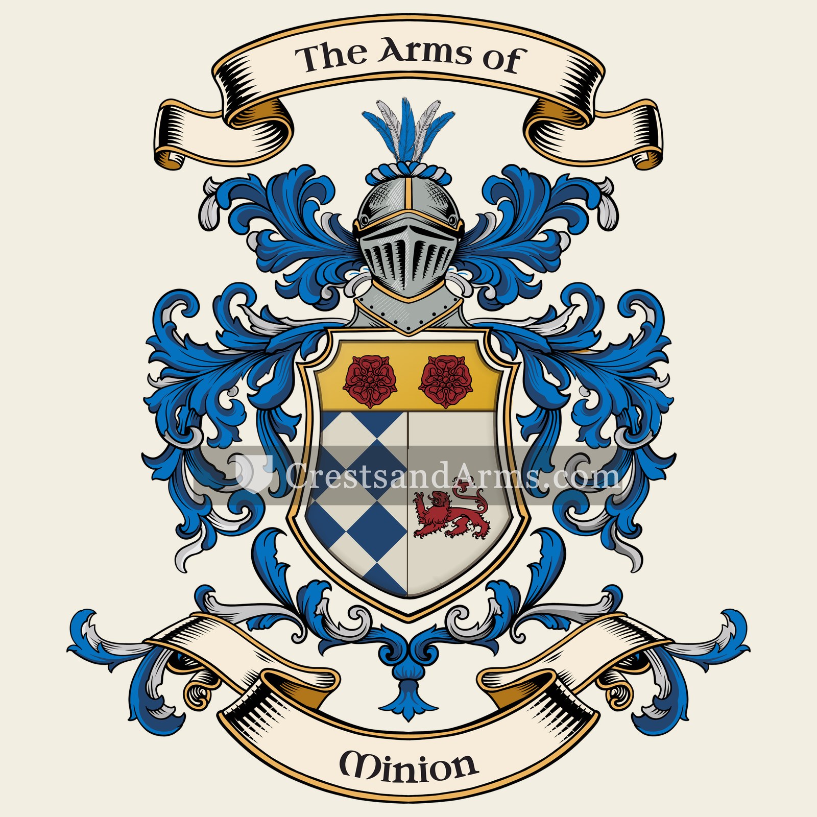 The Minion coat of arms, drawn from the recorded blazon
