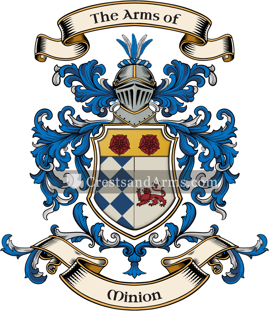 The Minion coat of arms, drawn from the recorded blazon
