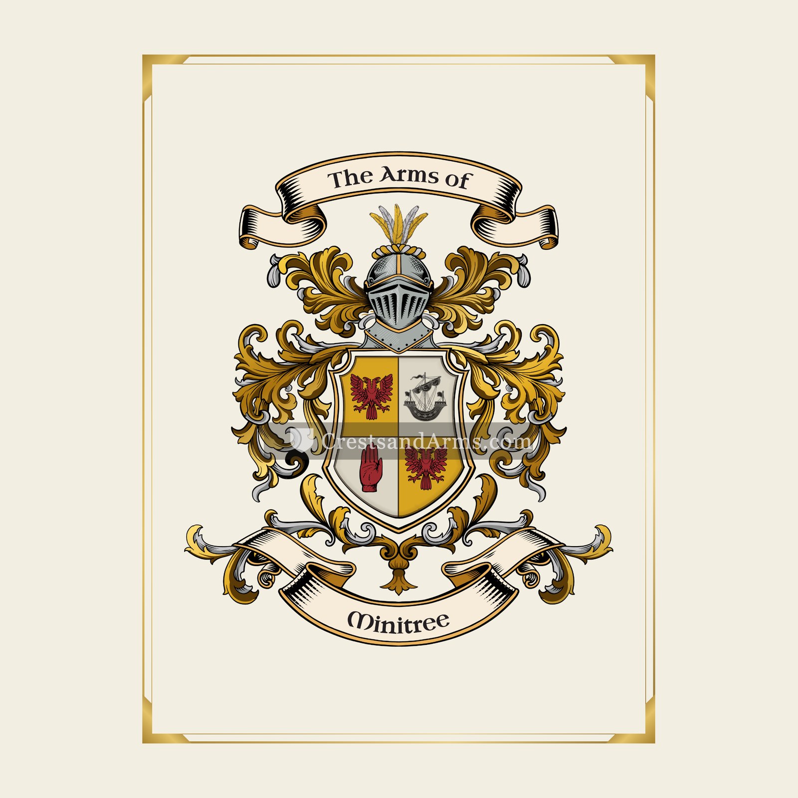 With gold border