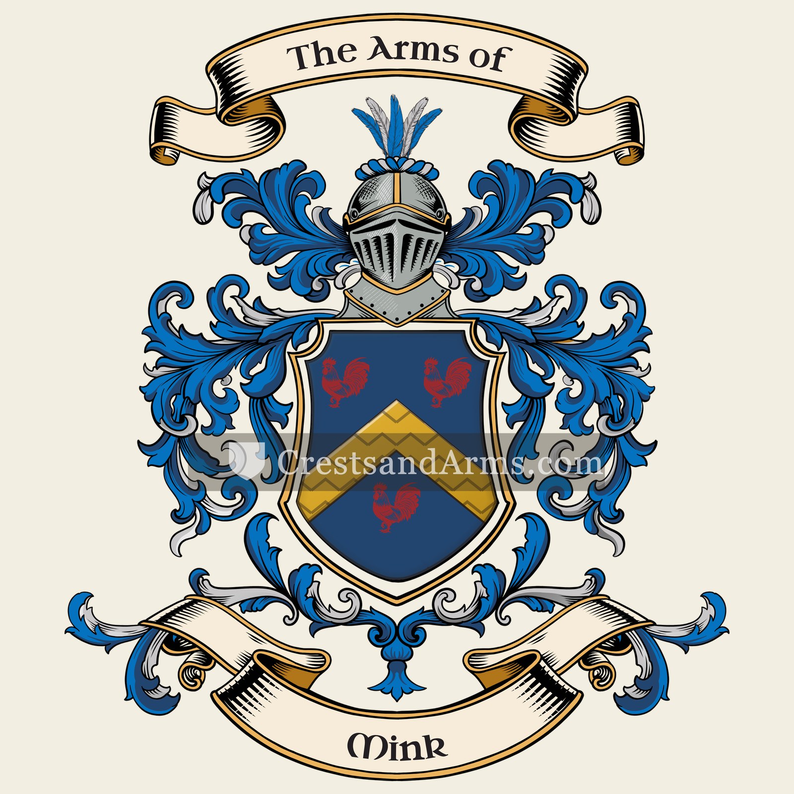 The Mink coat of arms, drawn from the recorded blazon