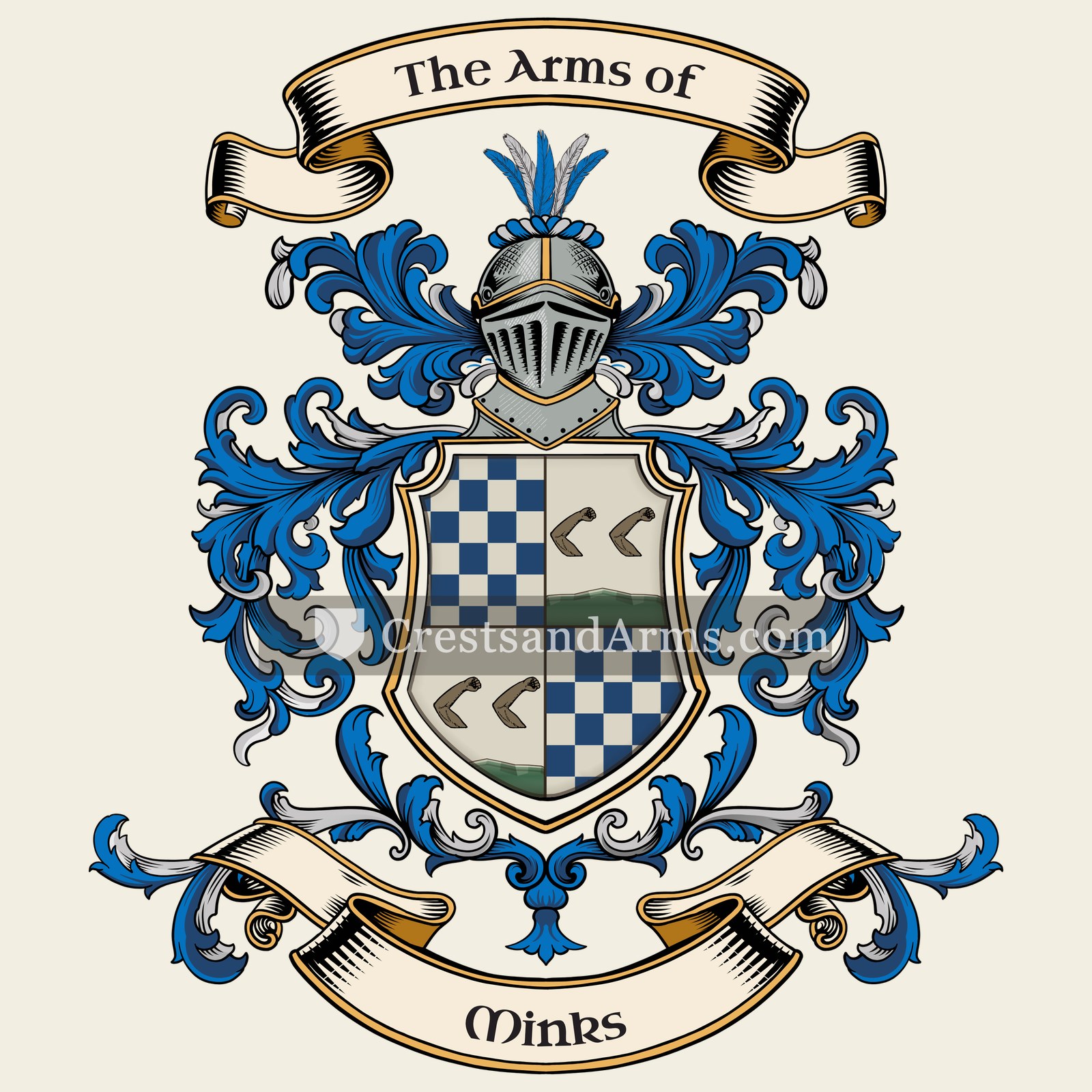 The Minks coat of arms, drawn from the recorded blazon