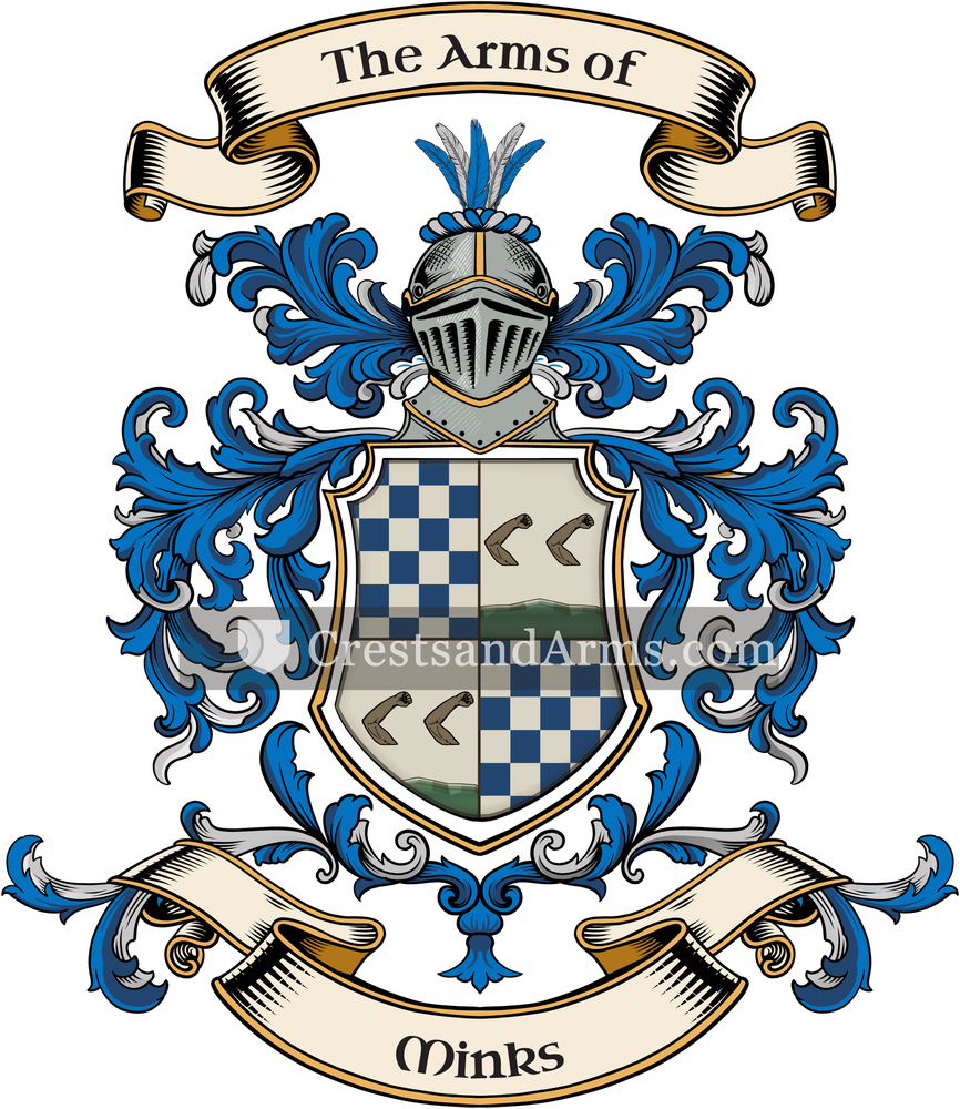The Minks coat of arms, drawn from the recorded blazon