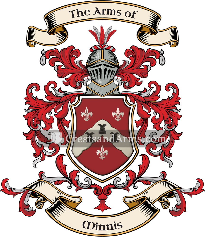 The Minnis coat of arms, drawn from the recorded blazon