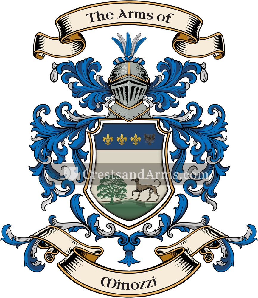The Minozzi coat of arms, drawn from the recorded blazon
