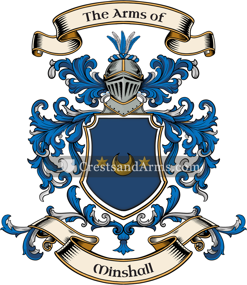 The Minshall coat of arms, drawn from the recorded blazon