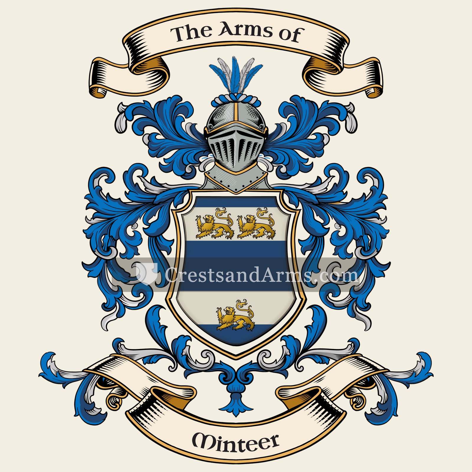 The Minteer coat of arms, drawn from the recorded blazon