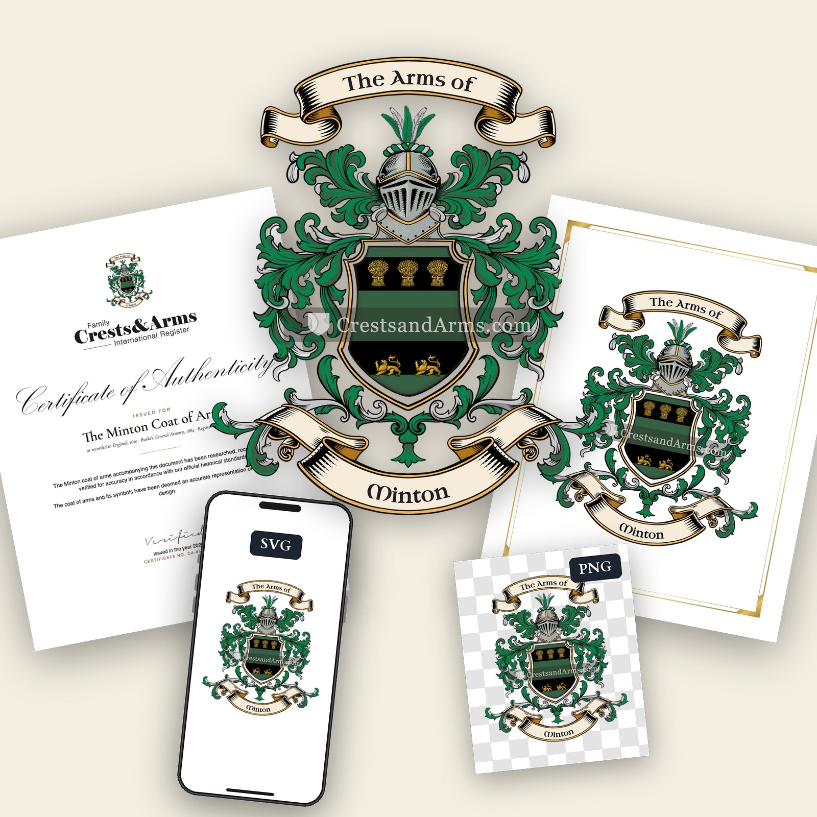 The Minton arms on the coat of arms — digital pack