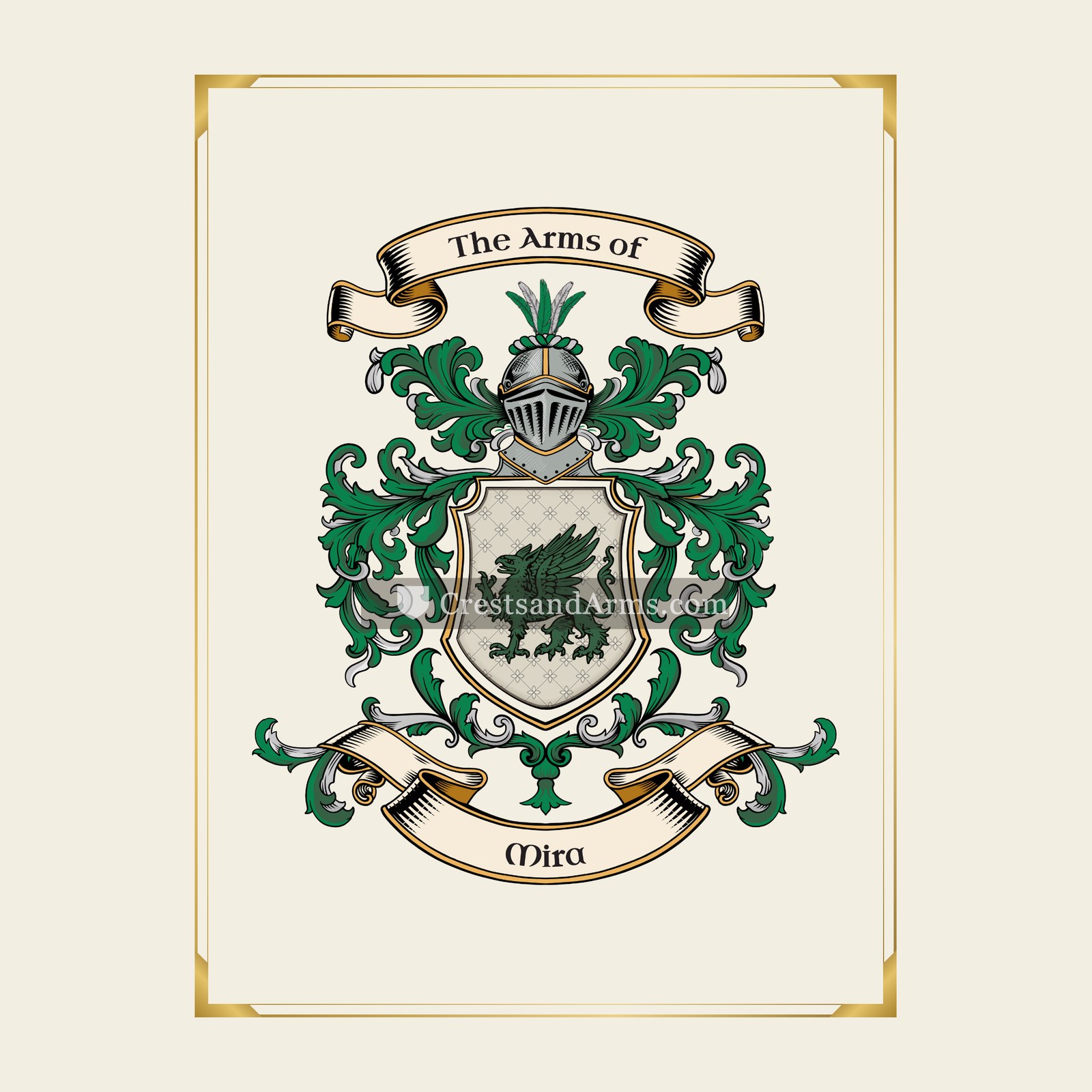 With gold border