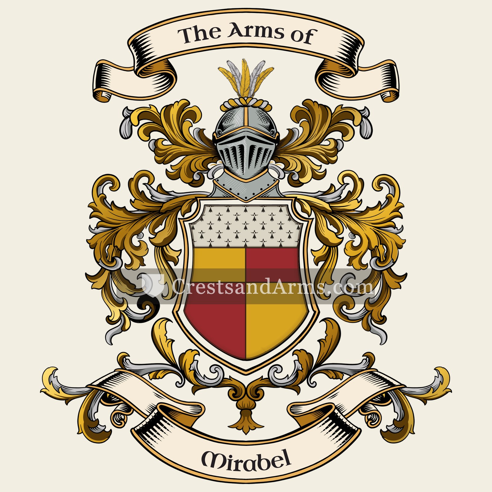 The Mirabel coat of arms, drawn from the recorded blazon