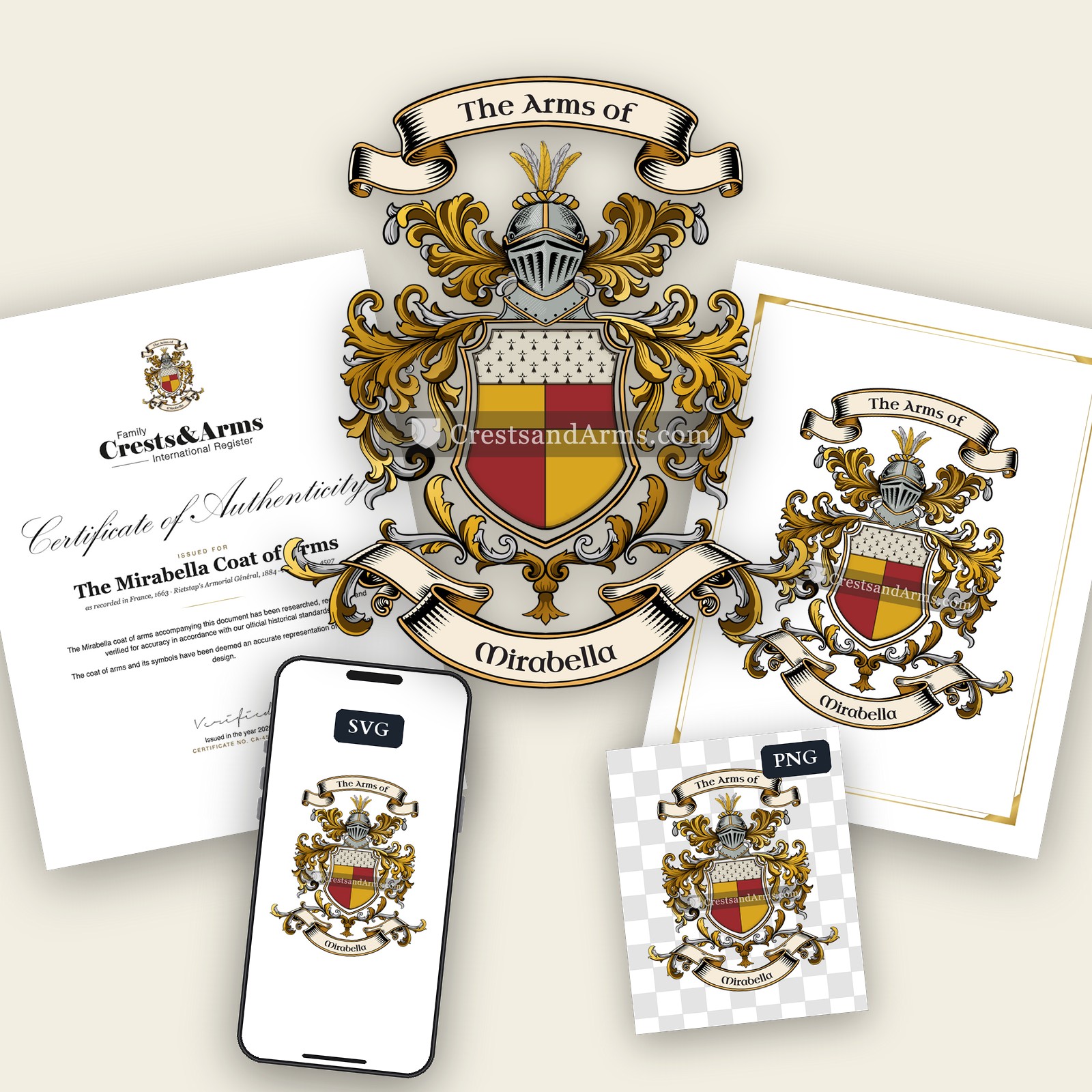 The Mirabella arms on the coat of arms — digital pack