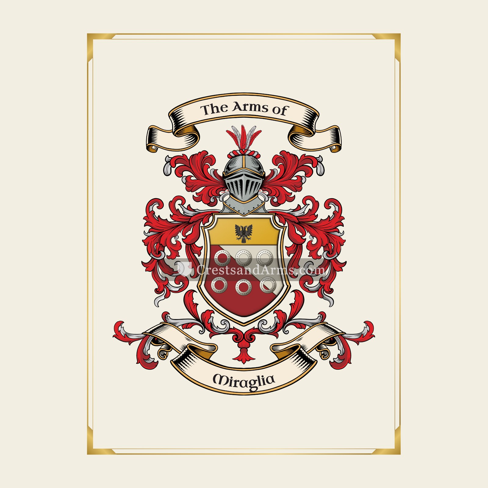 With gold border